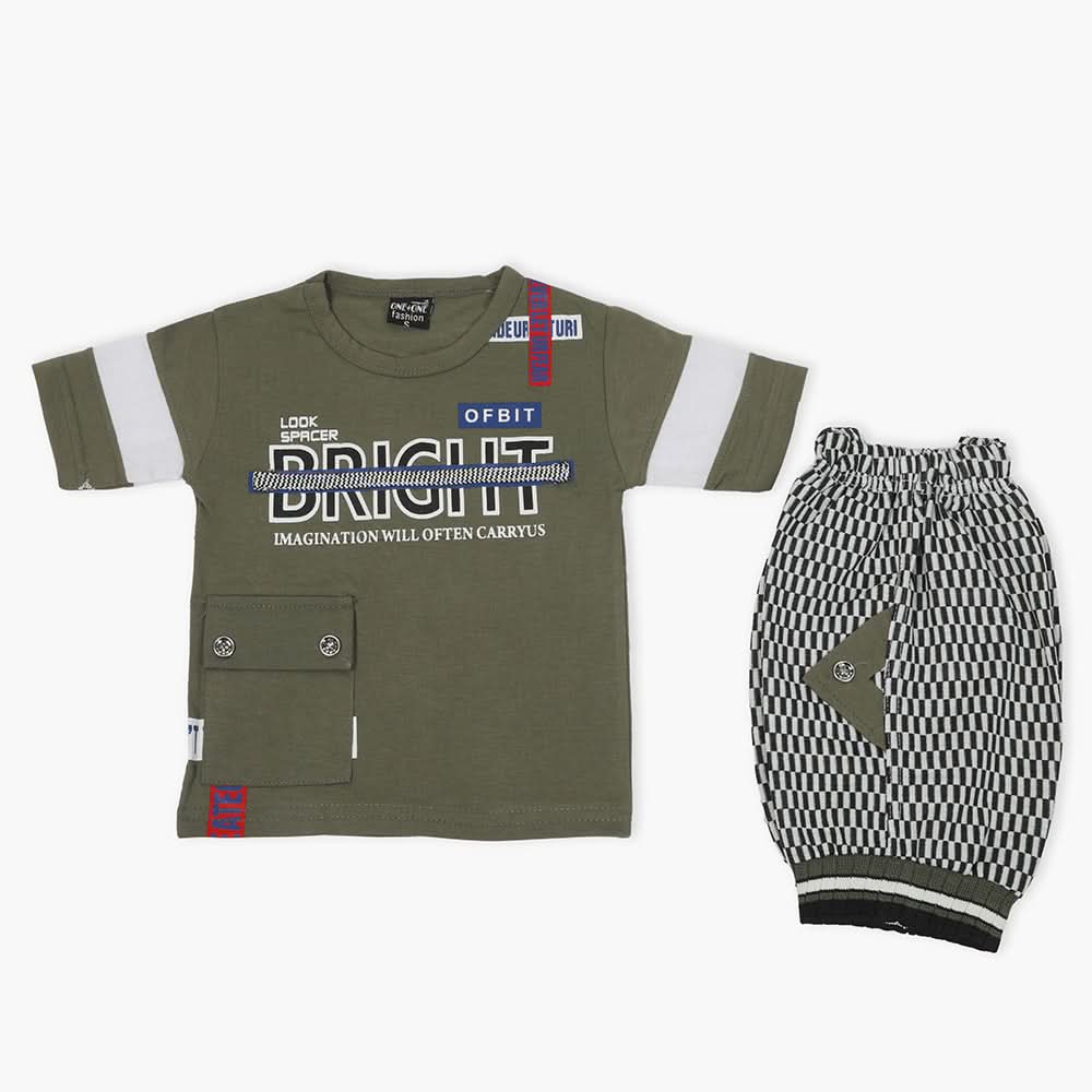Boys Half Sleeves Suit - Green, Boys Sets & Suits, Chase Value, Chase Value