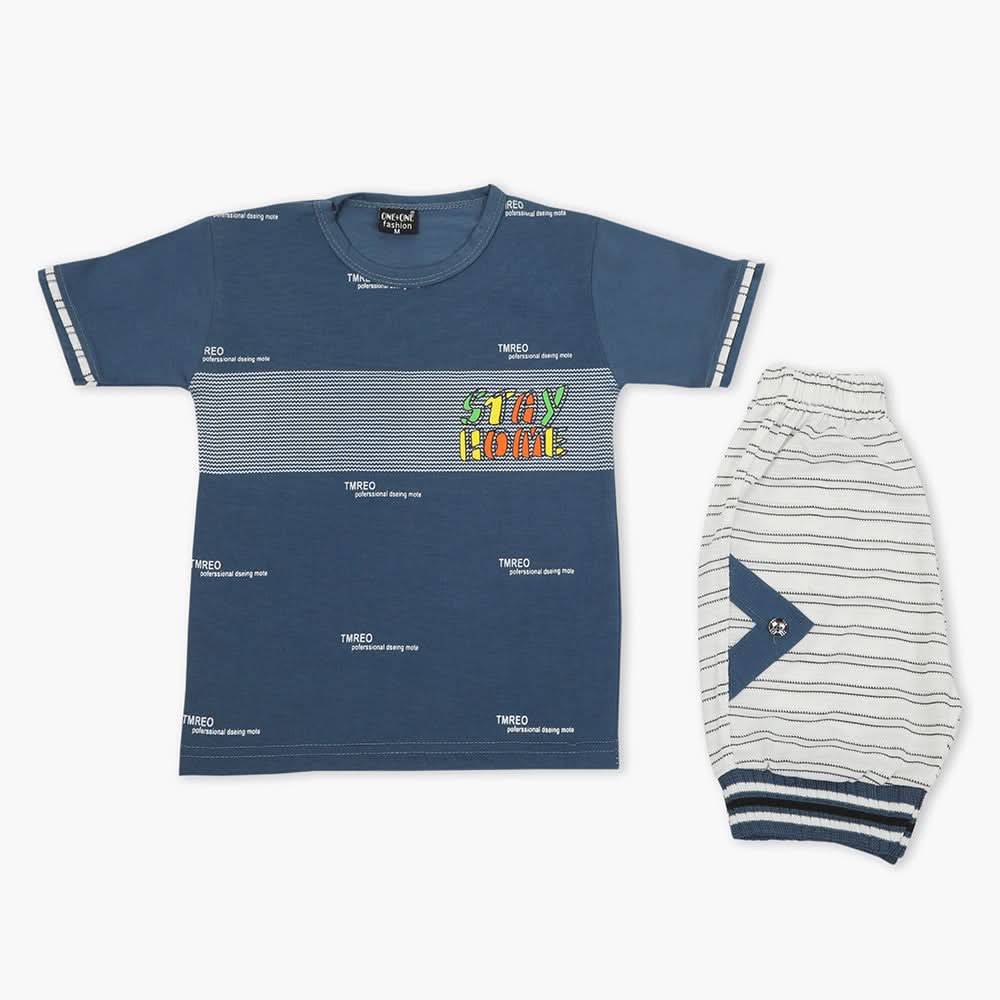 Boys Half Sleeves Suit - Steel Blue, Boys Sets & Suits, Chase Value, Chase Value