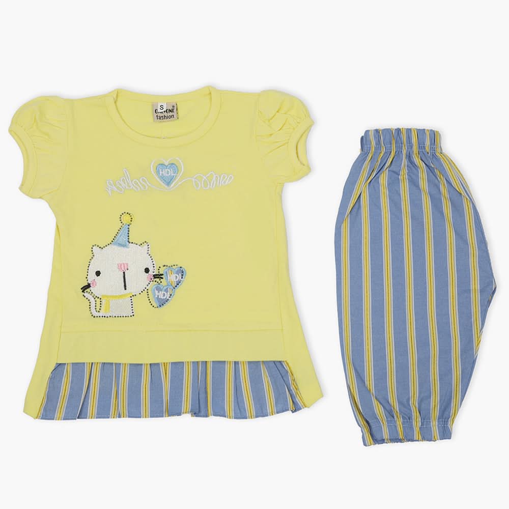 Girls Half Sleeves Suit - Lemon, Girls T-Shirts, Chase Value, Chase Value