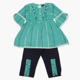 Girls Half Sleeves Suit - Sea Green, Girls Suits, Chase Value, Chase Value