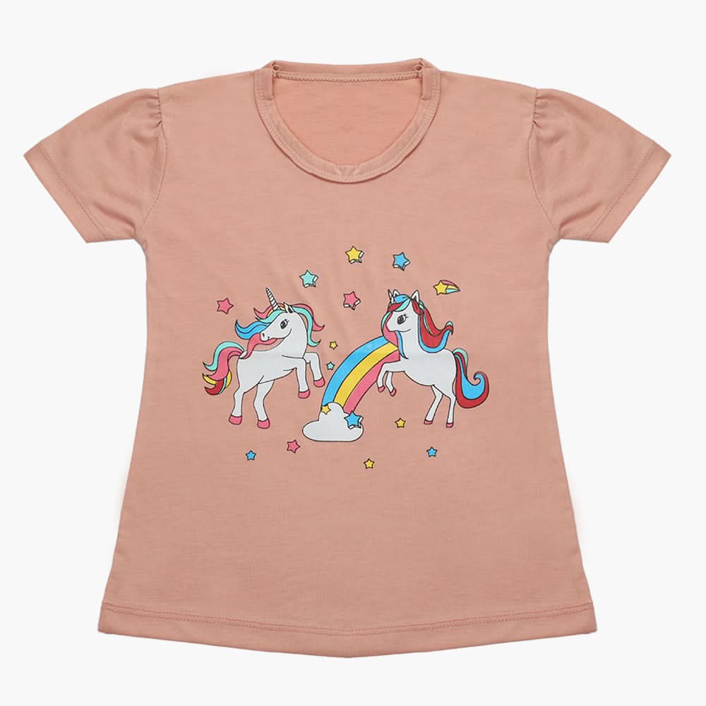 Girls Half Sleeves T-Shirt - Tea Pink, Girls T-Shirts, Chase Value, Chase Value
