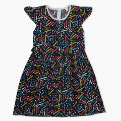 Girl's Cotton Frock - Navy Blue, Girls Frocks, Chase Value, Chase Value