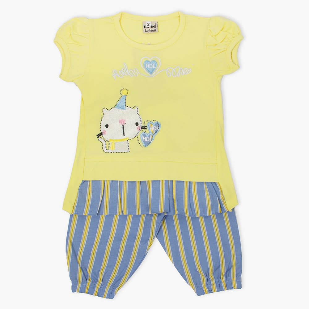 Girls Half Sleeves Suit - Lemon, Girls T-Shirts, Chase Value, Chase Value