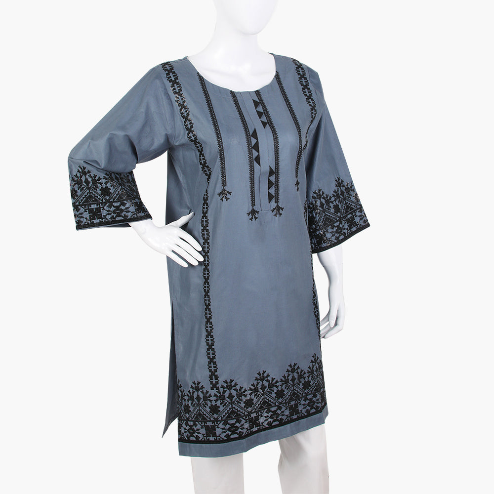 Women's Embroidered Kurti - Grey, Women Ready Kurtis, Chase Value, Chase Value