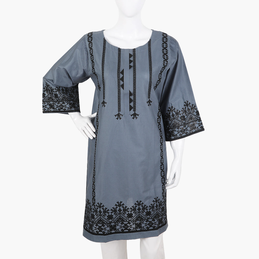 Women's Embroidered Kurti - Grey, Women Ready Kurtis, Chase Value, Chase Value