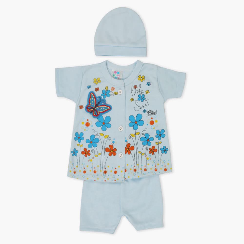Newborn Girls Half Sleeves Suit - Blue, Newborn Girls Sets & Suits, Chase Value, Chase Value