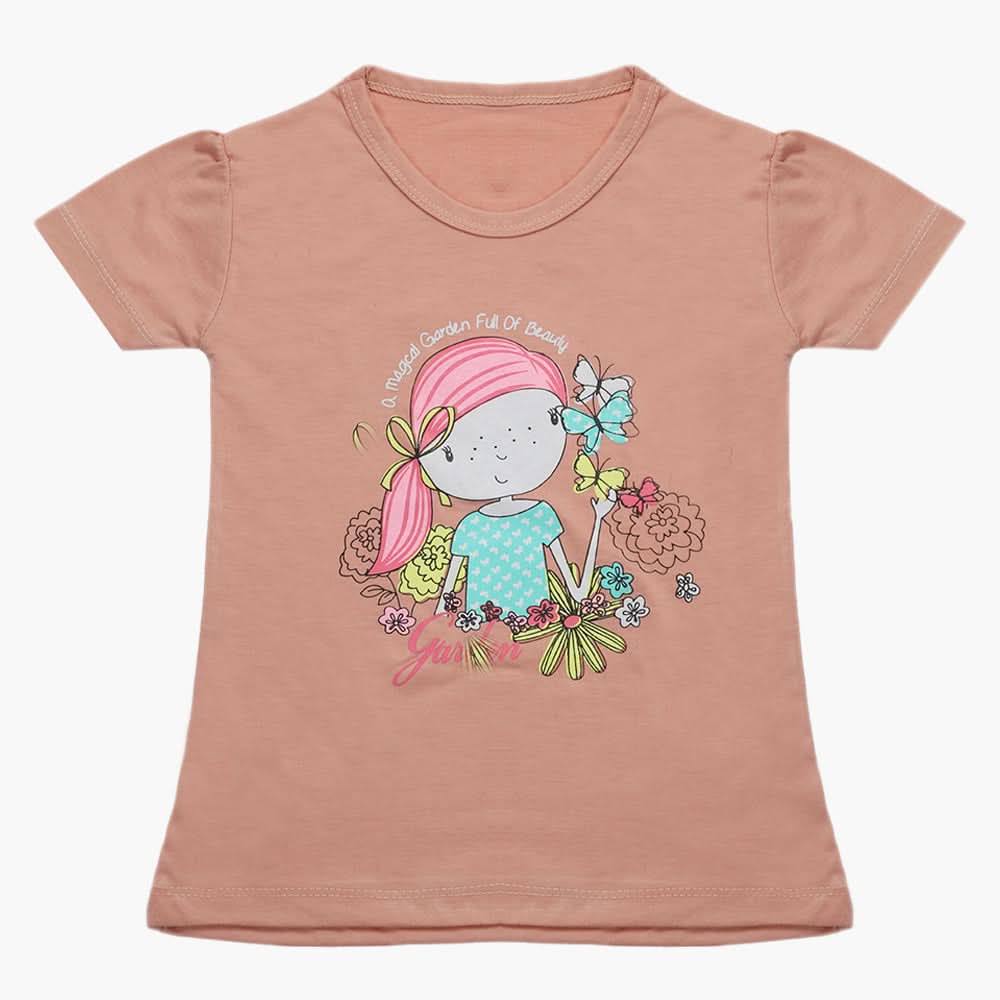 Girls Half Sleeves T-Shirt - Tea Pink, Girls T-Shirts, Chase Value, Chase Value