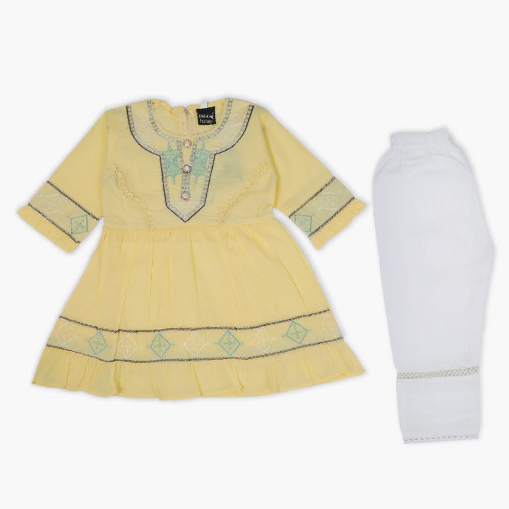 Girls Half Sleeves Suit - Lemon, Girls T-Shirts, Chase Value, Chase Value