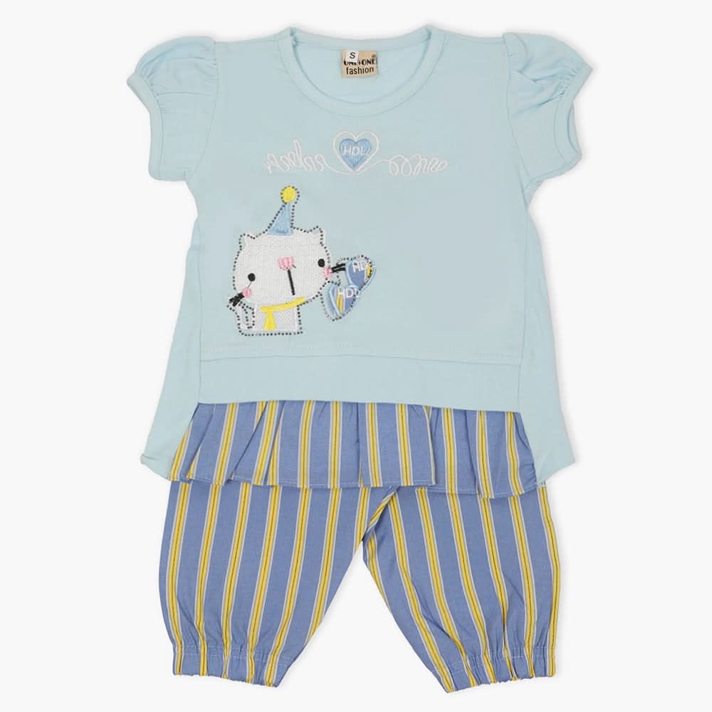 Girls Half Sleeves Suit - Light Blue, Girls T-Shirts, Chase Value, Chase Value
