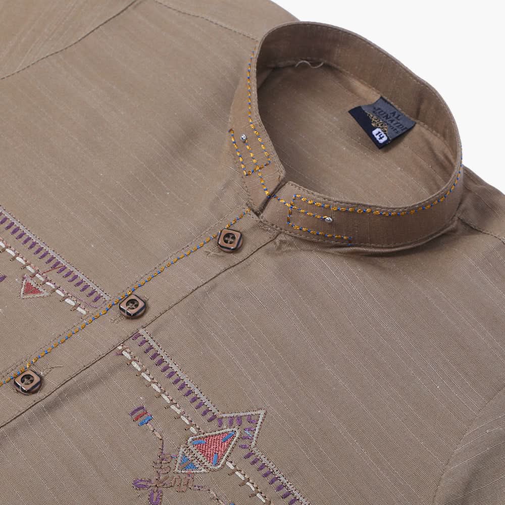 Boys Embroidered Shalwar Suit - Brown, Boys Shalwar Kameez, Chase Value, Chase Value