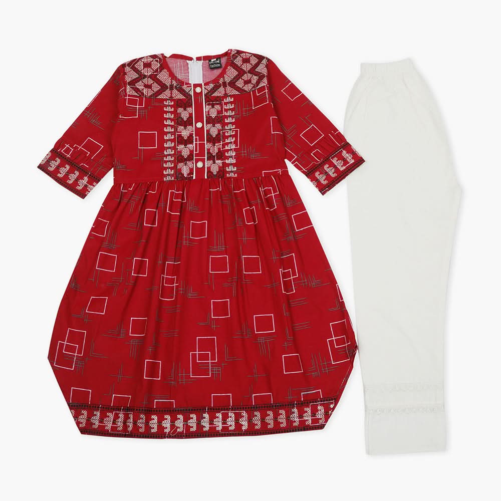 Girls Half Sleeves Suit - Red, Girls T-Shirts, Chase Value, Chase Value