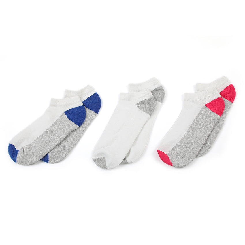 Women's 3Pcs Sports Ankle Socks - Multi, Women Socks Stocking & Gloves, Chase Value, Chase Value