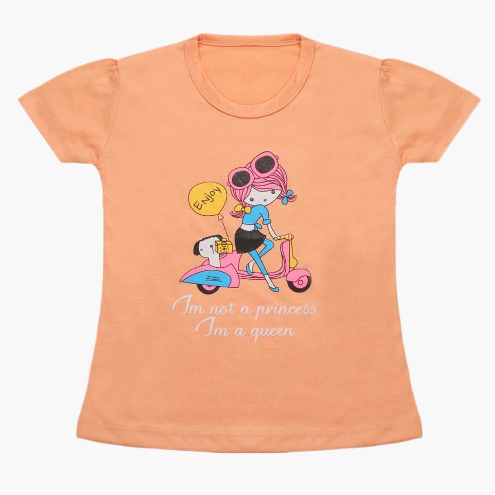 Girls Half Sleeves T-Shirt - Peach, Girls T-Shirts, Chase Value, Chase Value