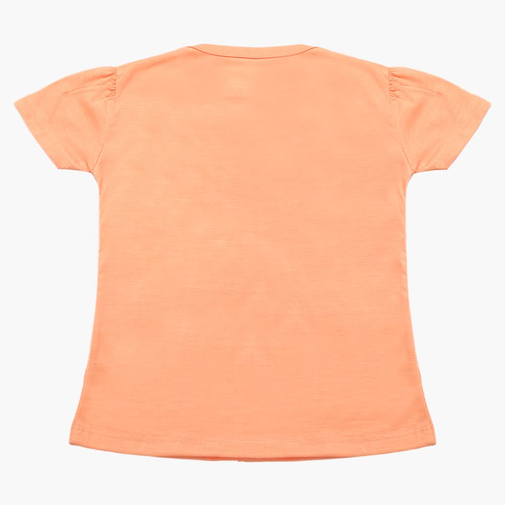 Girls Half Sleeves T-Shirt - Peach, Girls T-Shirts, Chase Value, Chase Value