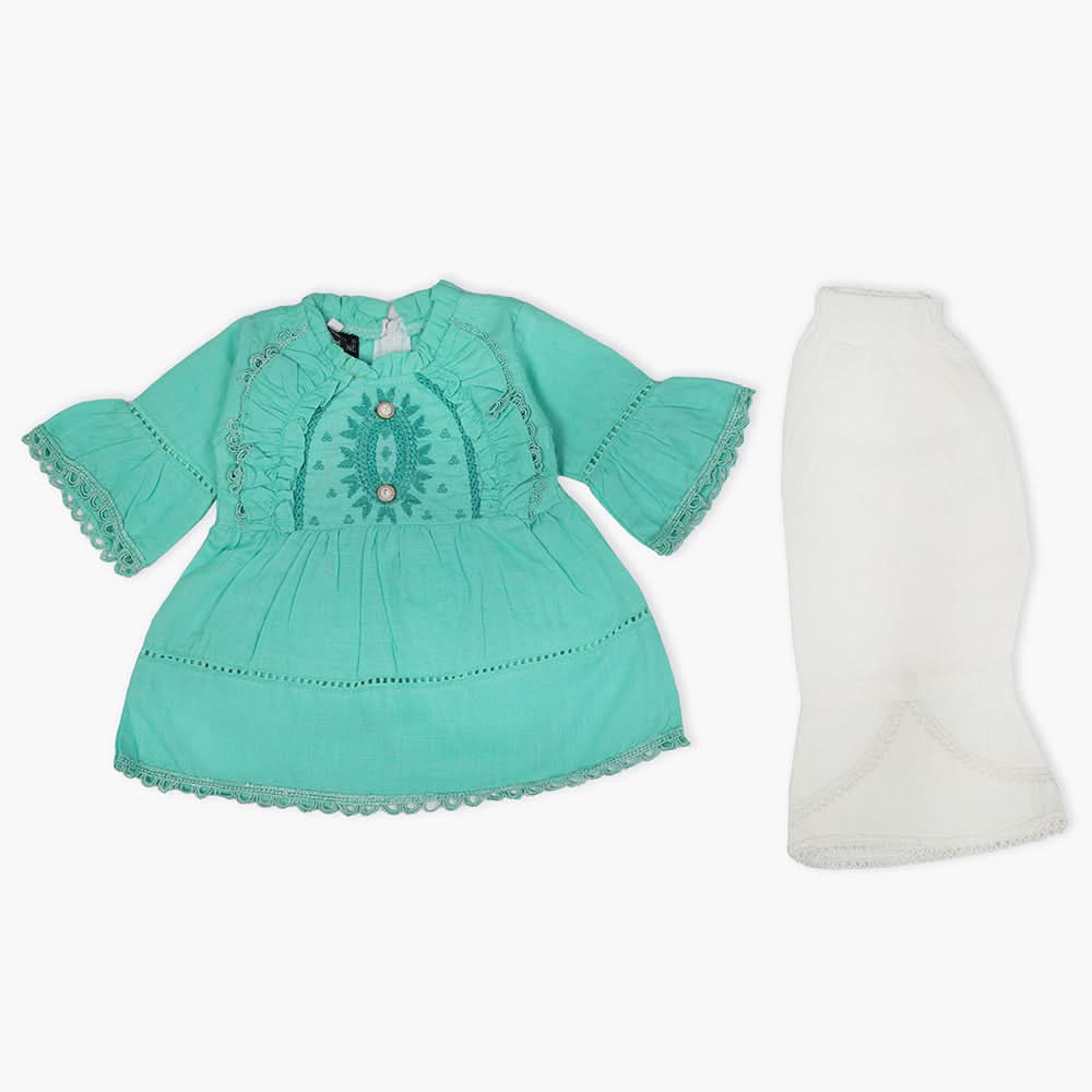 Girls Half Sleeves Suit - Sea Green, Girls Suits, Chase Value, Chase Value