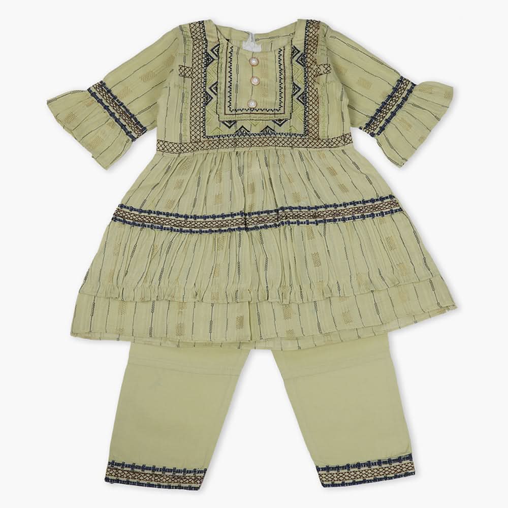 Girls Half Sleeves Suit - Light Green, Girls T-Shirts, Chase Value, Chase Value