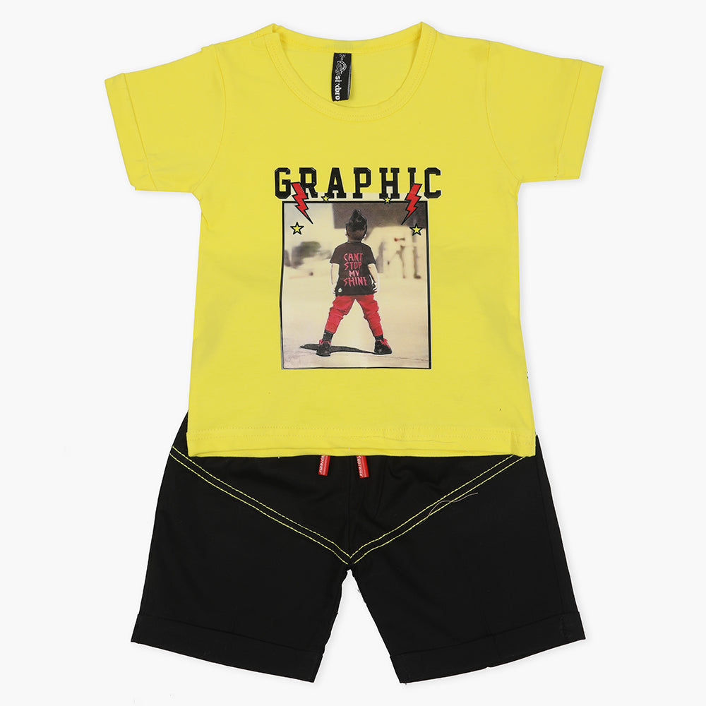 Boys Half Sleeves Short Suit - Yellow, Boys Sets & Suits, Chase Value, Chase Value