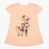 Girls Half Sleeves T-Shirt - Peach, Girls T-Shirts, Chase Value, Chase Value