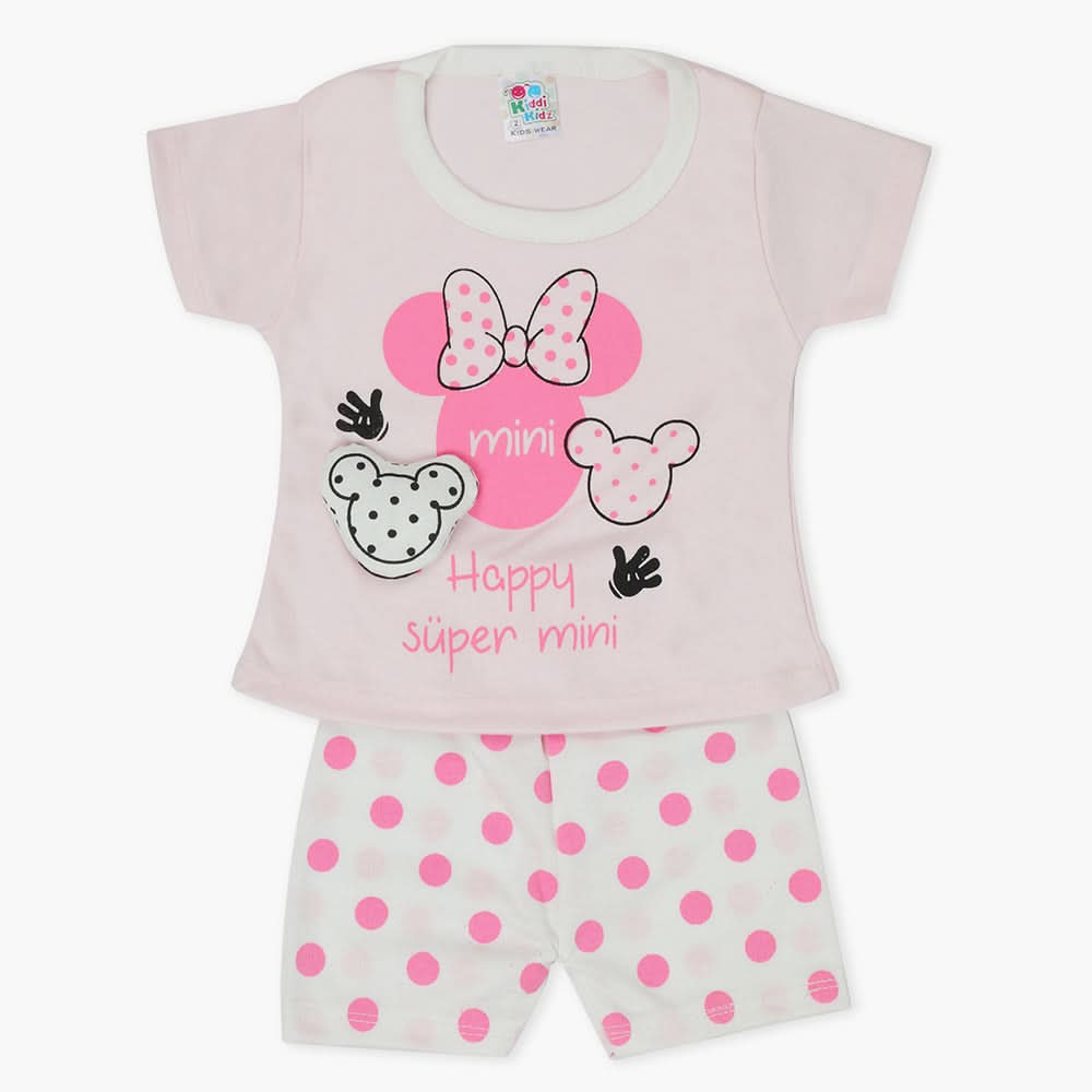 Newborn Girls Half Sleeves Suit - Pink, Newborn Girls Sets & Suits, Chase Value, Chase Value