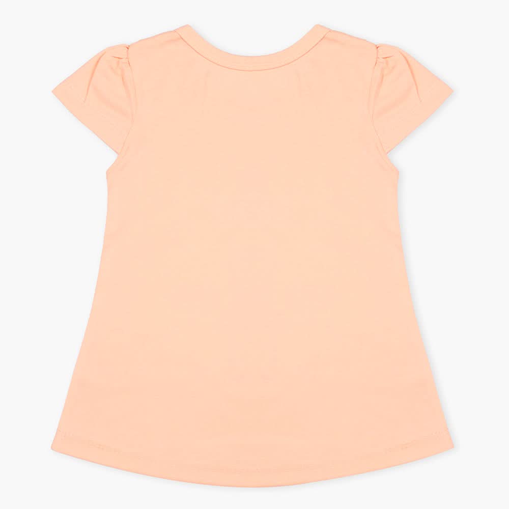 Girls Half Sleeves T-Shirt - Peach, Girls T-Shirts, Chase Value, Chase Value