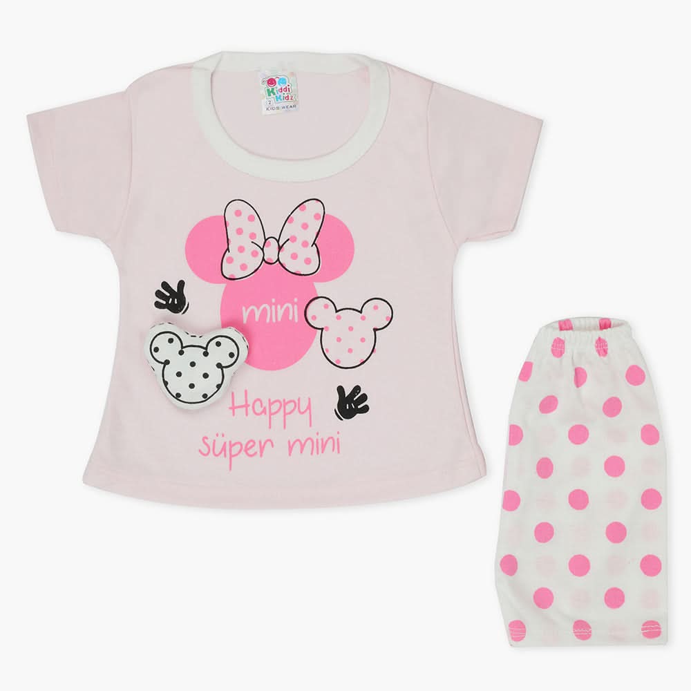 Newborn Girls Half Sleeves Suit - Pink, Newborn Girls Sets & Suits, Chase Value, Chase Value