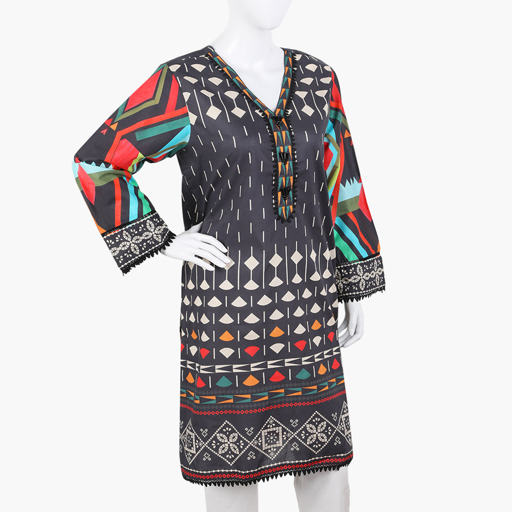 Women's Digital Printed Kurti - Black, Women Ready Kurtis, Chase Value, Chase Value