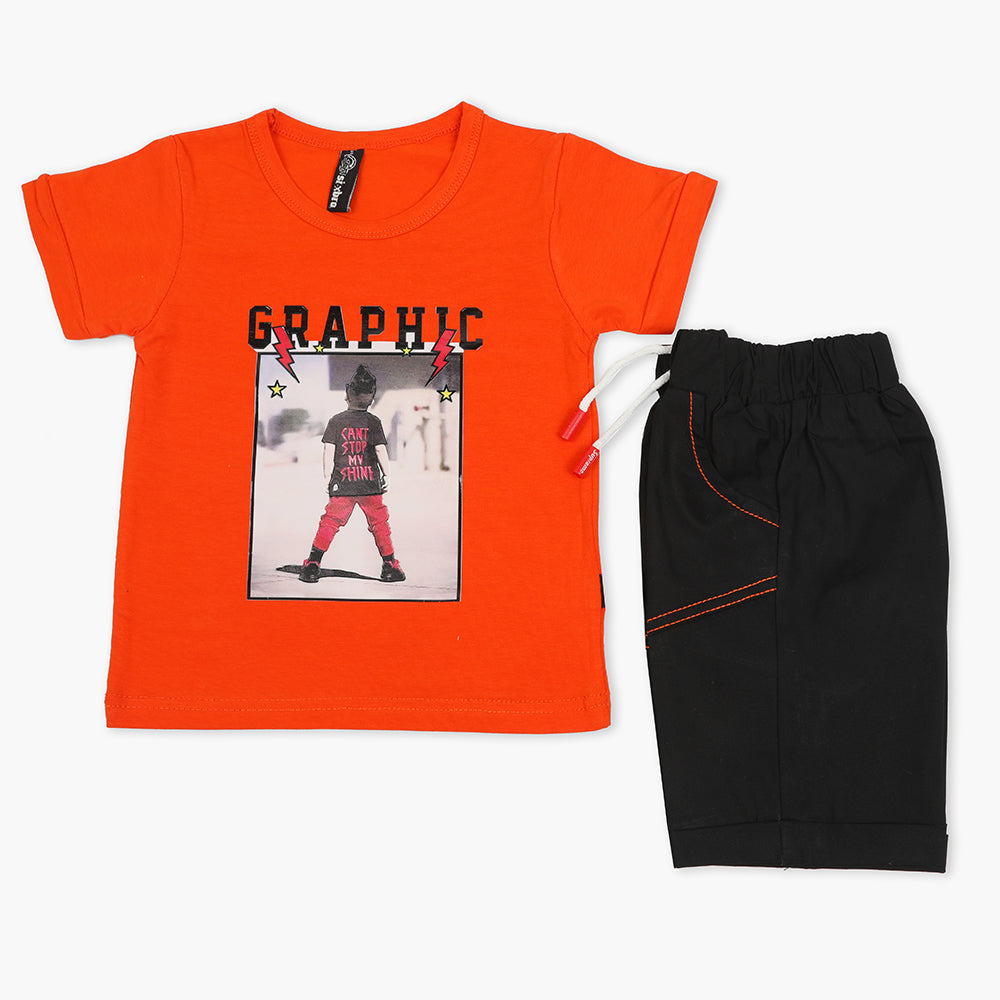 Boys Half Sleeves Short Suit - Orange, Boys Sets & Suits, Chase Value, Chase Value