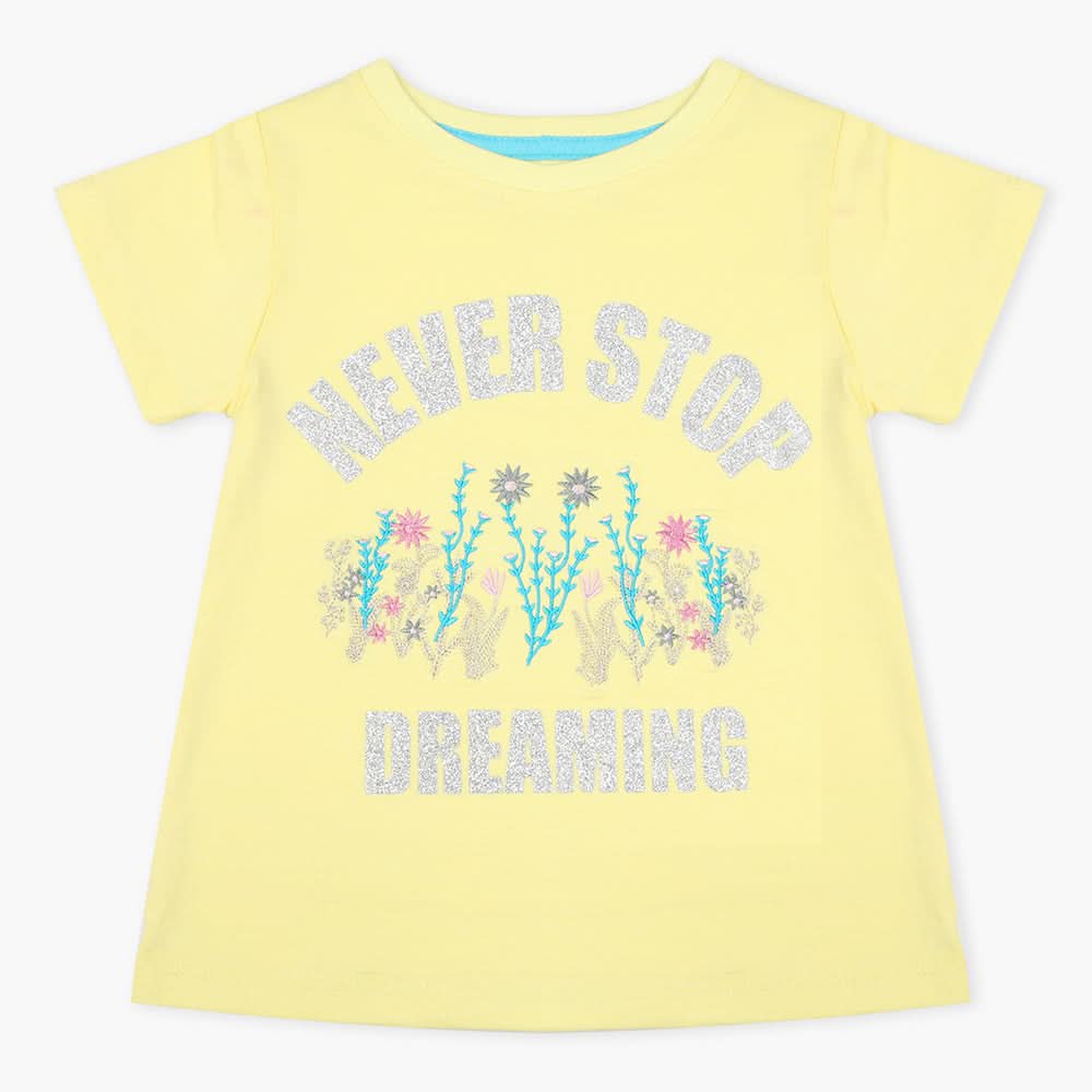 Girls Half Sleeves T-Shirt - Lemon, Girls T-Shirts, Chase Value, Chase Value