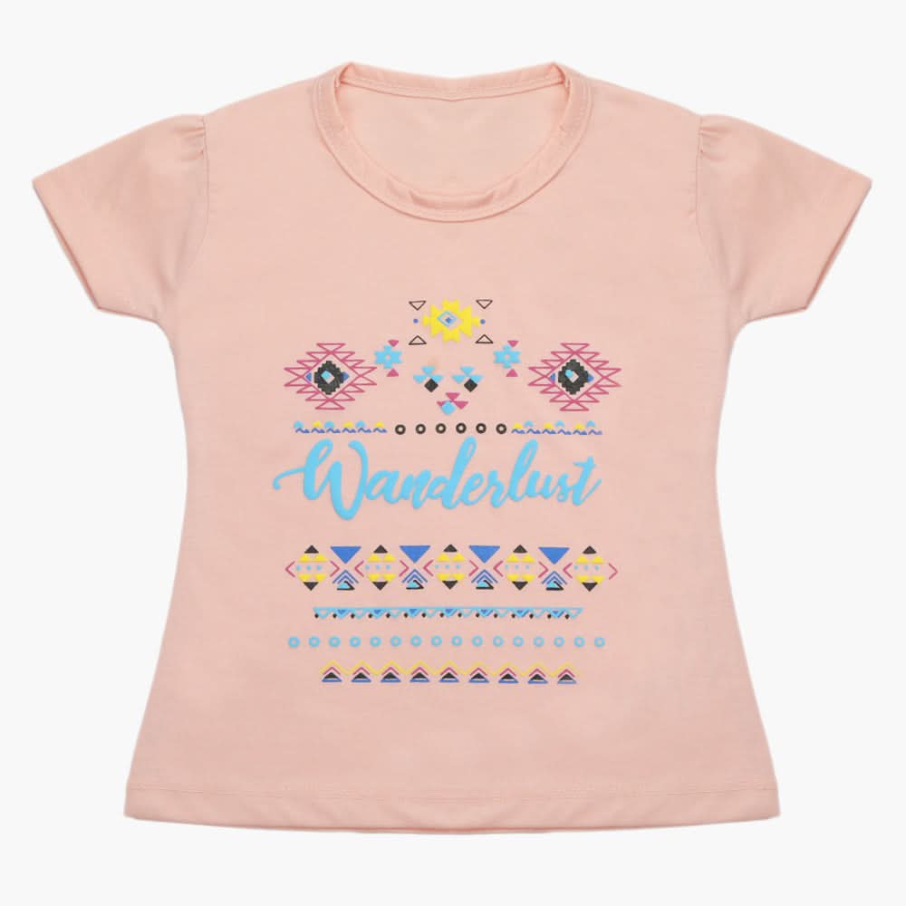 Girls Half Sleeves T-Shirt - Baby Pink, Girls T-Shirts, Chase Value, Chase Value