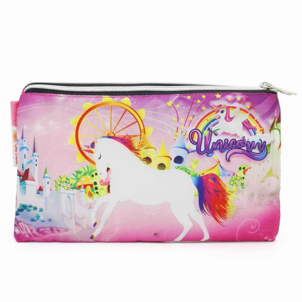 Pencil Pouch Two Zipper - Pink, Pencil Boxes & Stationery Sets, Chase Value, Chase Value