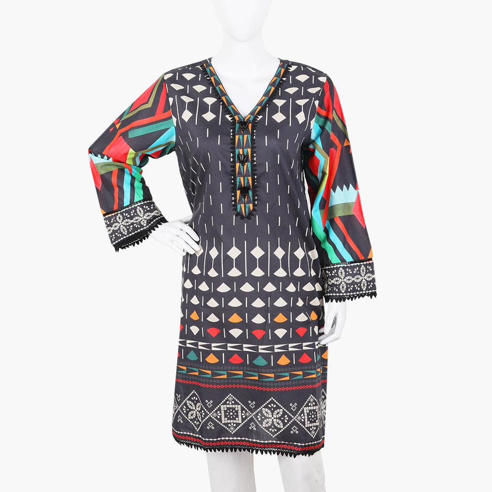 Women's Digital Printed Kurti - Black, Women Ready Kurtis, Chase Value, Chase Value