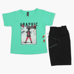 Boys Half Sleeves Short Suit - Green, Boys Sets & Suits, Chase Value, Chase Value