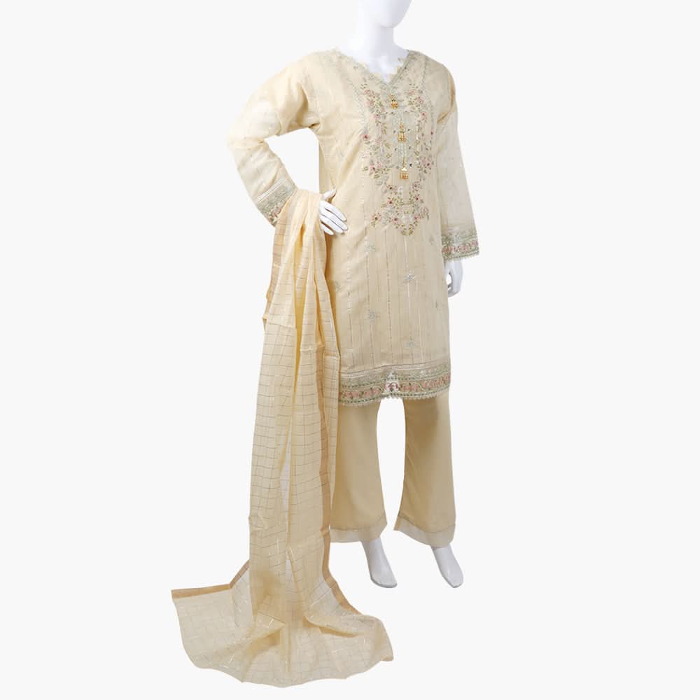 Women's Fancy 3Pcs Suit - Skin, Women Shalwar Suits, Chase Value, Chase Value