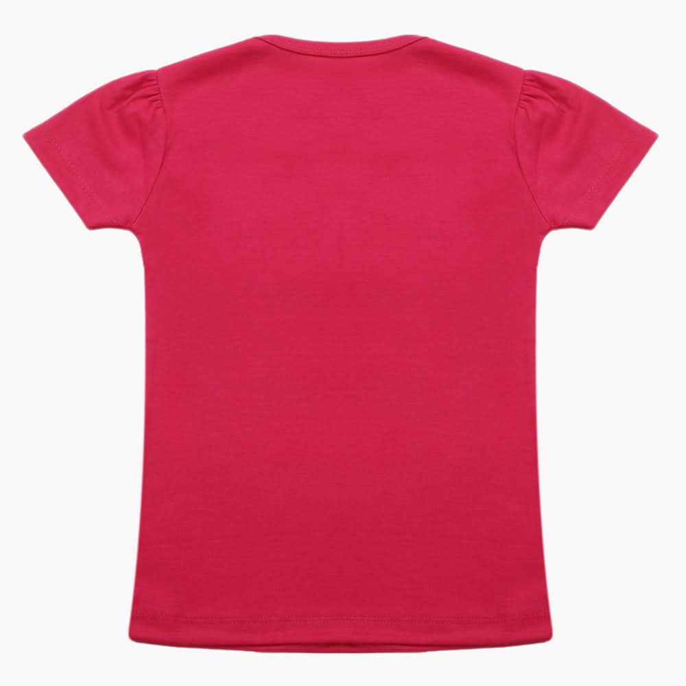 Girls Half Sleeves T-Shirt - Dark Pink, Girls T-Shirts, Chase Value, Chase Value