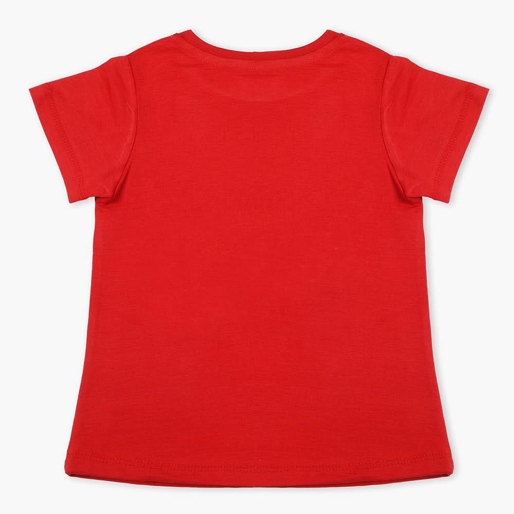 Girls Half Sleeves T-Shirt - Red, Girls T-Shirts, Chase Value, Chase Value