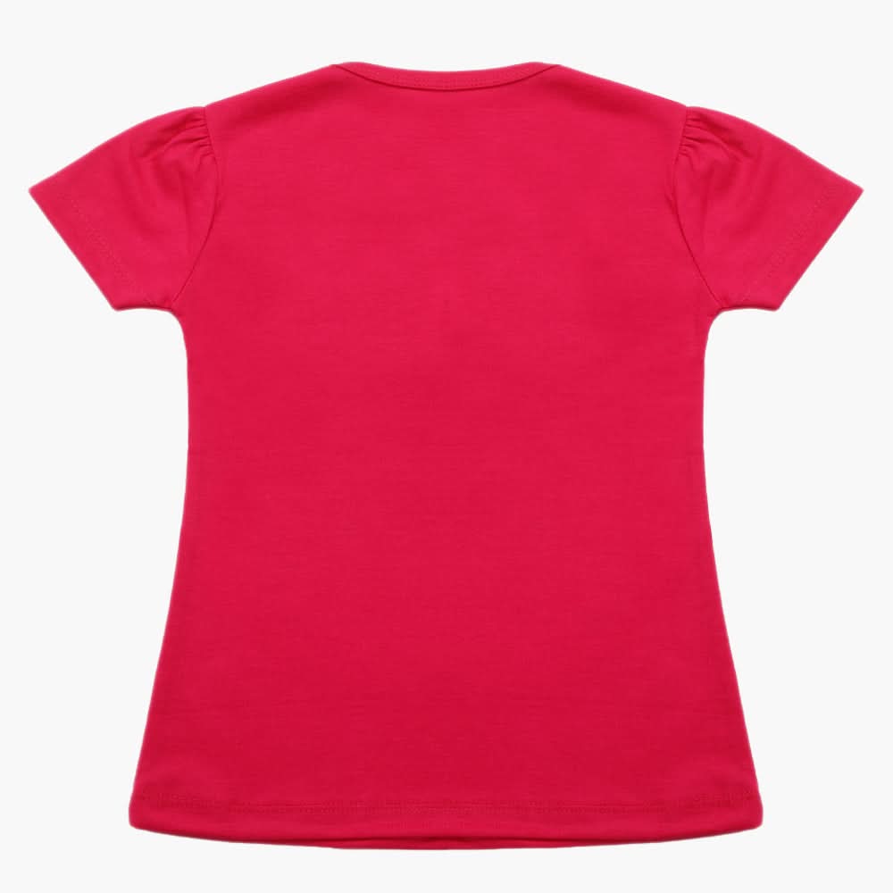 Girls Half Sleeves T-Shirt - Dark Pink, Girls T-Shirts, Chase Value, Chase Value