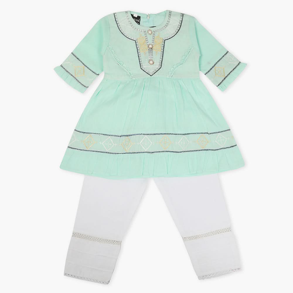 Girls Half Sleeves Suit - Cyan, Girls T-Shirts, Chase Value, Chase Value