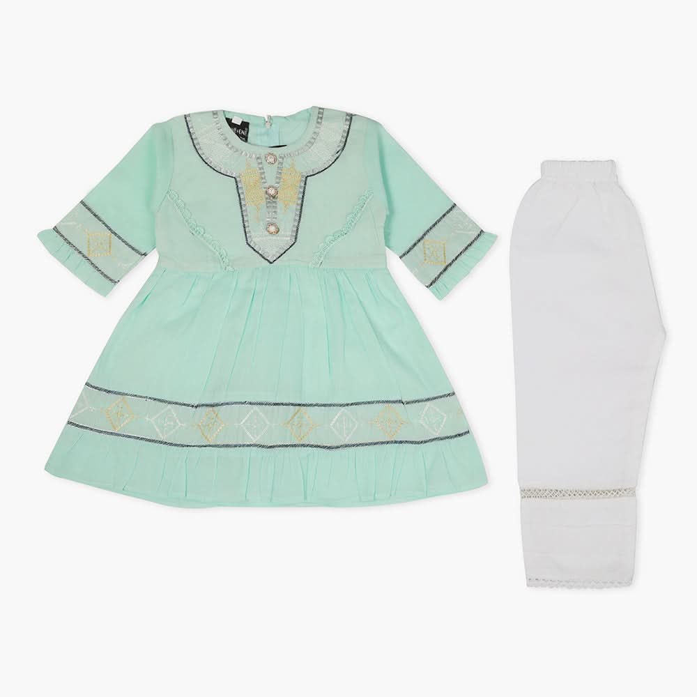 Girls Half Sleeves Suit - Cyan, Girls T-Shirts, Chase Value, Chase Value