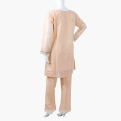 Women's Fancy 3Pcs Suit - Peach, Women Shalwar Suits, Chase Value, Chase Value