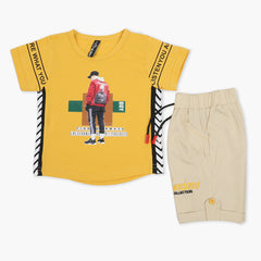 Boys Half Sleeves Short Suit - Yellow, Boys Sets & Suits, Chase Value, Chase Value