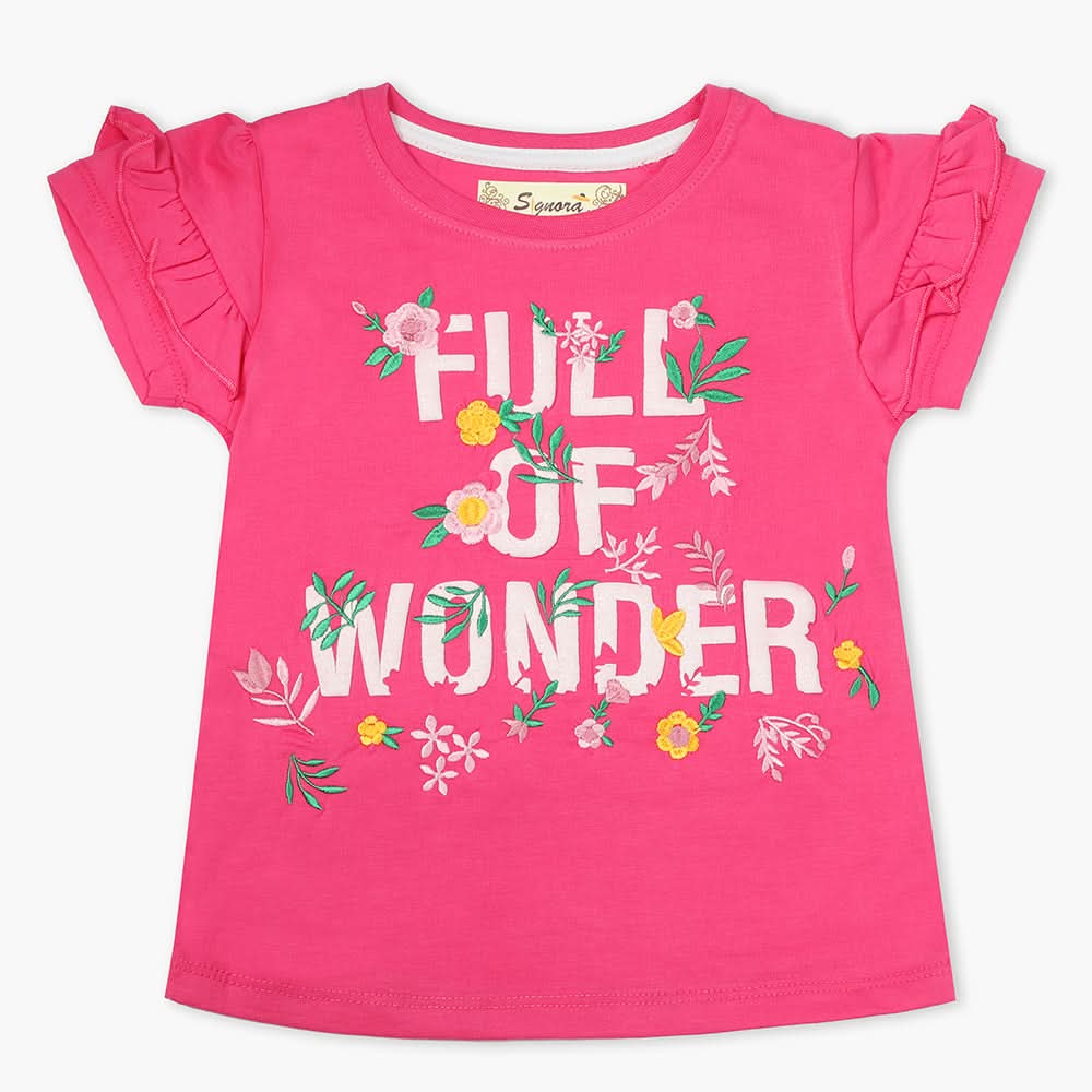 Girls Half Sleeves T-Shirt - Dark Pink, Girls T-Shirts, Chase Value, Chase Value