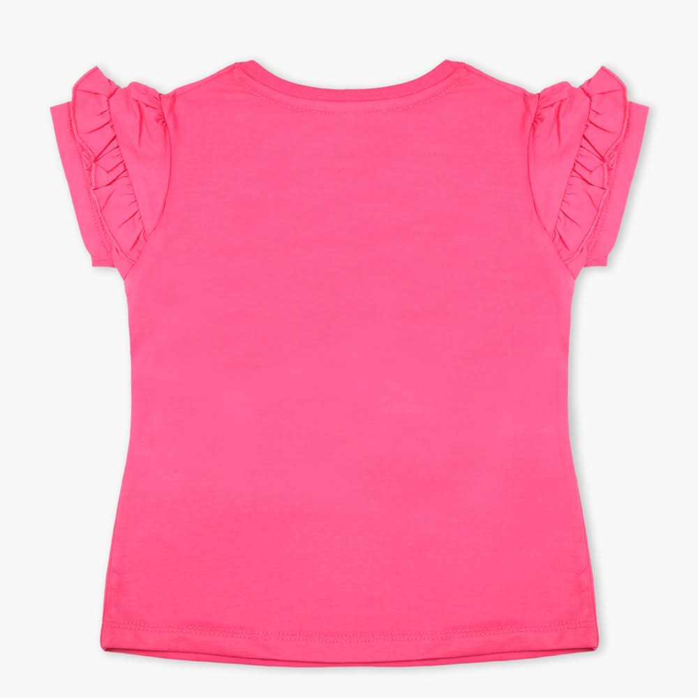 Girls Half Sleeves T-Shirt - Dark Pink, Girls T-Shirts, Chase Value, Chase Value