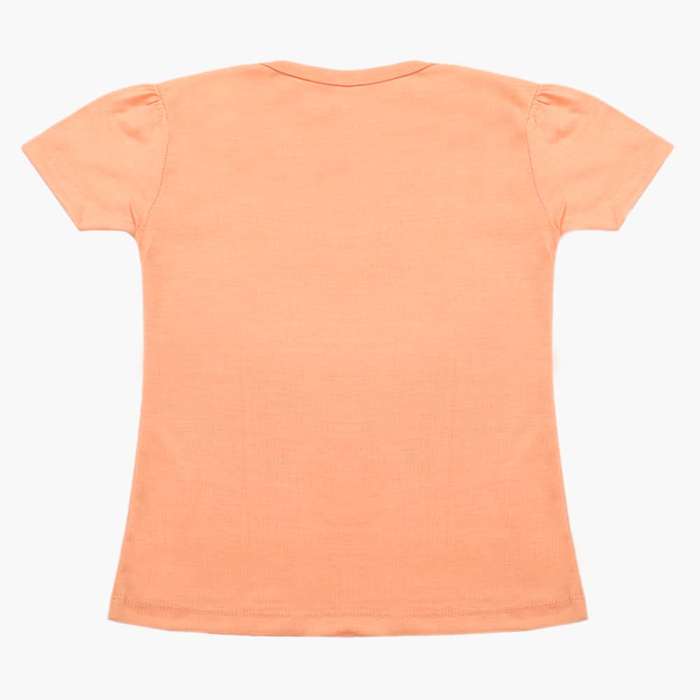Girls Half Sleeves T-Shirt - Peach, Girls T-Shirts, Chase Value, Chase Value