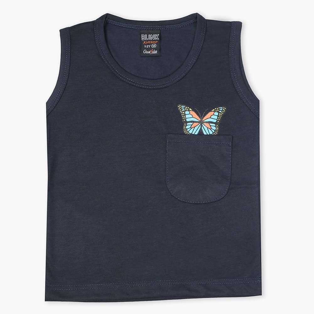 Girls Sando T-Shirt - Navy Blue, Girls T-Shirts, Chase Value, Chase Value