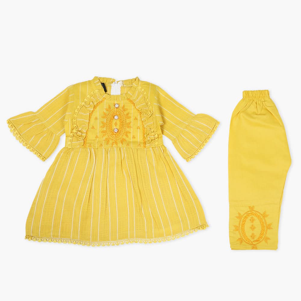 Girls Half Sleeves Suit - Yellow, Girls T-Shirts, Chase Value, Chase Value