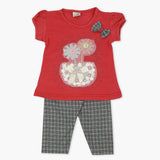 Girls Half Sleeves Suit - Red, Girls T-Shirts, Chase Value, Chase Value
