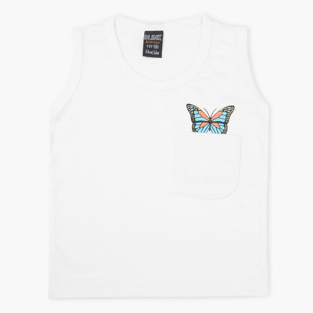 Girls Sando T-Shirt - White, Girls T-Shirts, Chase Value, Chase Value