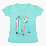 Girls Half Sleeves T-Shirt - Cyan, Girls T-Shirts, Chase Value, Chase Value