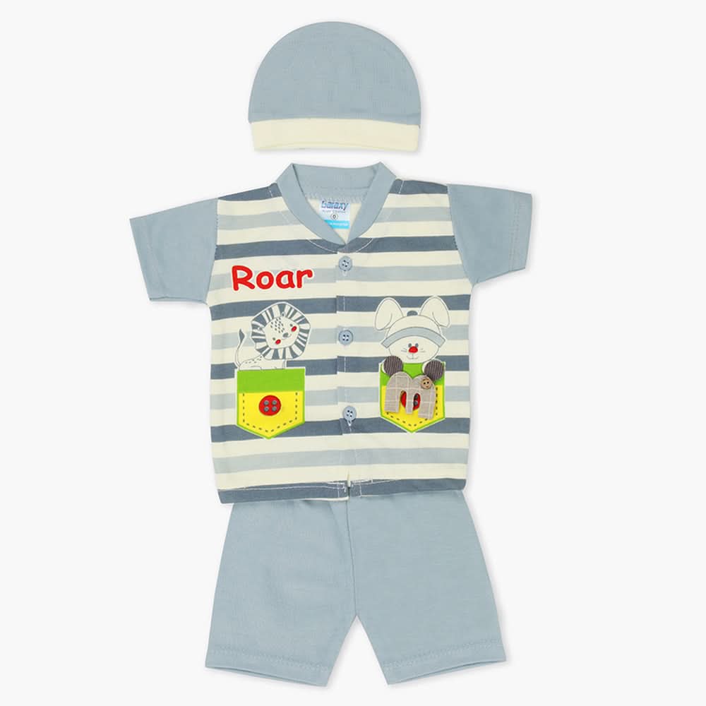 Newborn Boys Half Sleeves Suit - Steel Blue, Newborn Boys Sets & Suits, Chase Value, Chase Value