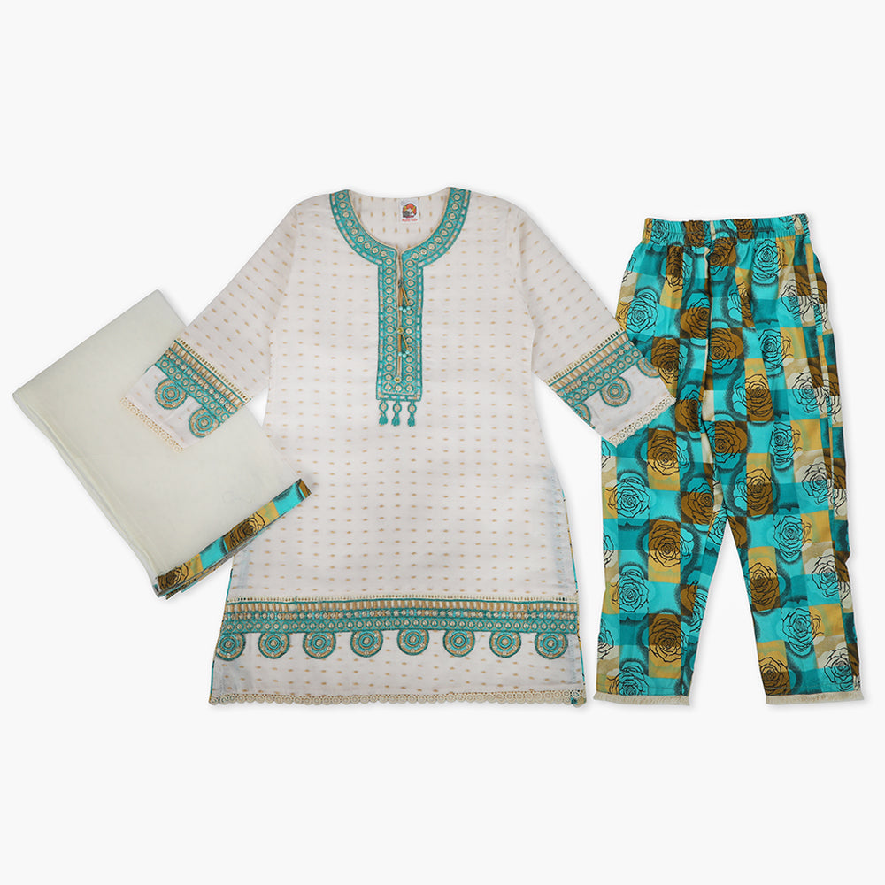 Girls Half Sleeves Suit - Off White, Girls Suits, Chase Value, Chase Value